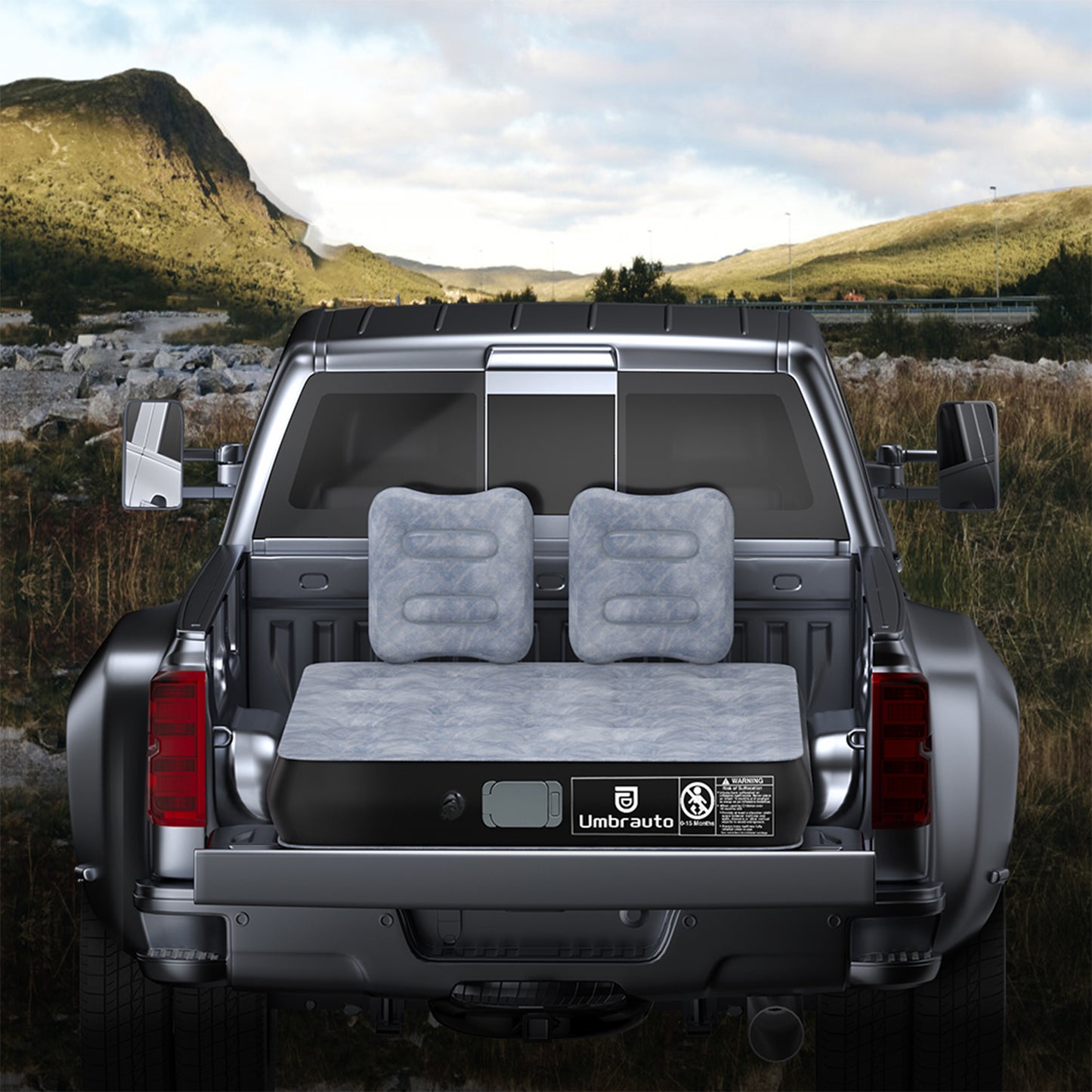 Umbrauto 5.5-6.5 ft Square Truck Bed Air Mattress with Wireless Rechargeable Pump Inflatable Full Size Pickup Air Mattress