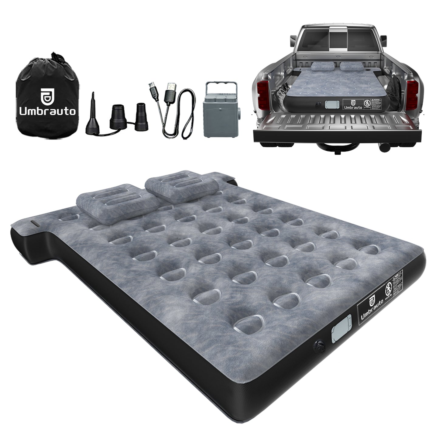 Umbrauto T Shape Truck Bed Air Mattress Inflatable 5.5-5.8ft Short Truck Air Mattress for Camping