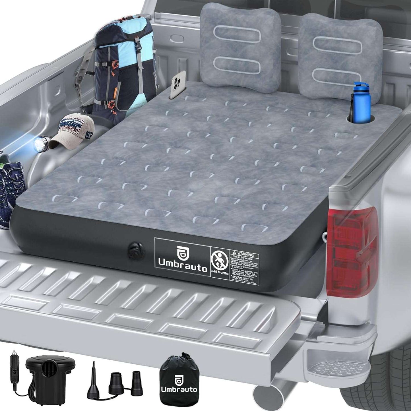5.5-6.5ft Truck Bed Air Mattress Inflatable Full Size Umbrauto Pickup Square Air Mattress