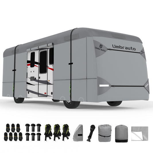 Umbrauto Class A RV Cover Upgraded Heavy Duty 7 Layers Top Windproof Breathable Class A Motorhome Camper Cover,Grey