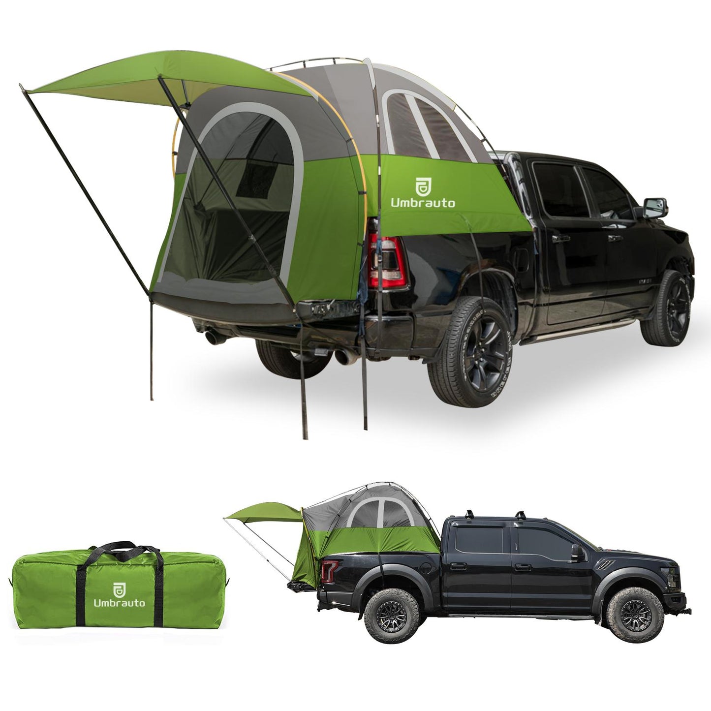 Umbrauto Truck Bed Tent with Awning — Fits 6.4–6.7 ft Truck Beds | PU3000mm Waterproof Pickup Tent