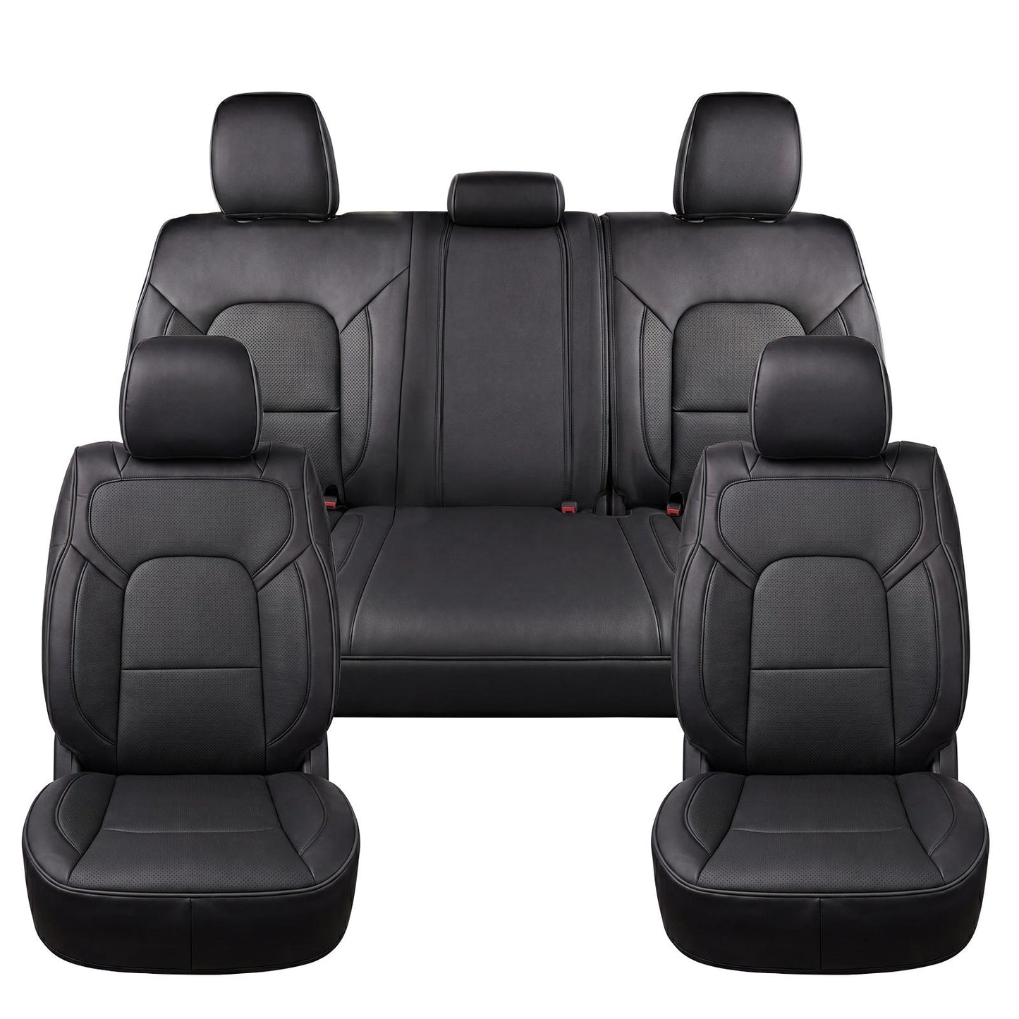 Umbrauto Car Seat Covers for Dodge RAM, Premium Nappa Waterproof Leather Seat Cushion Fits 2009-2026 RAM 1500/2500/3500 Crew Quad Mega Cab with Flat Bench,Full Set, Black