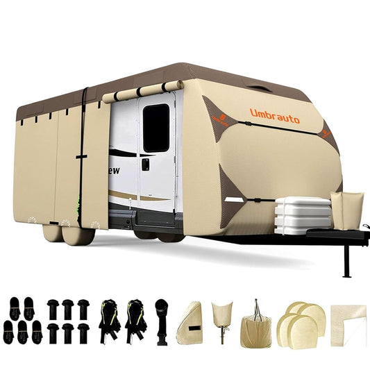 Umbrauto RV Cover,7 Layers Travel Trailer Cover, Waterproof Camper Cover,Khaki