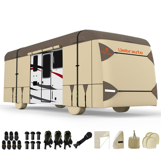 Umbrauto Class A RV Cover Upgraded Heavy Duty 7 Layers Top Windproof Breathable Class A Motorhome Camper Cover,Khaki