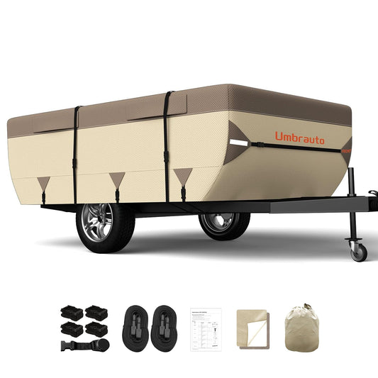 Umbrauto Pop Up Folding Camper Cover Upgraded 7 Layers Top 3 Layers Side,Khaki