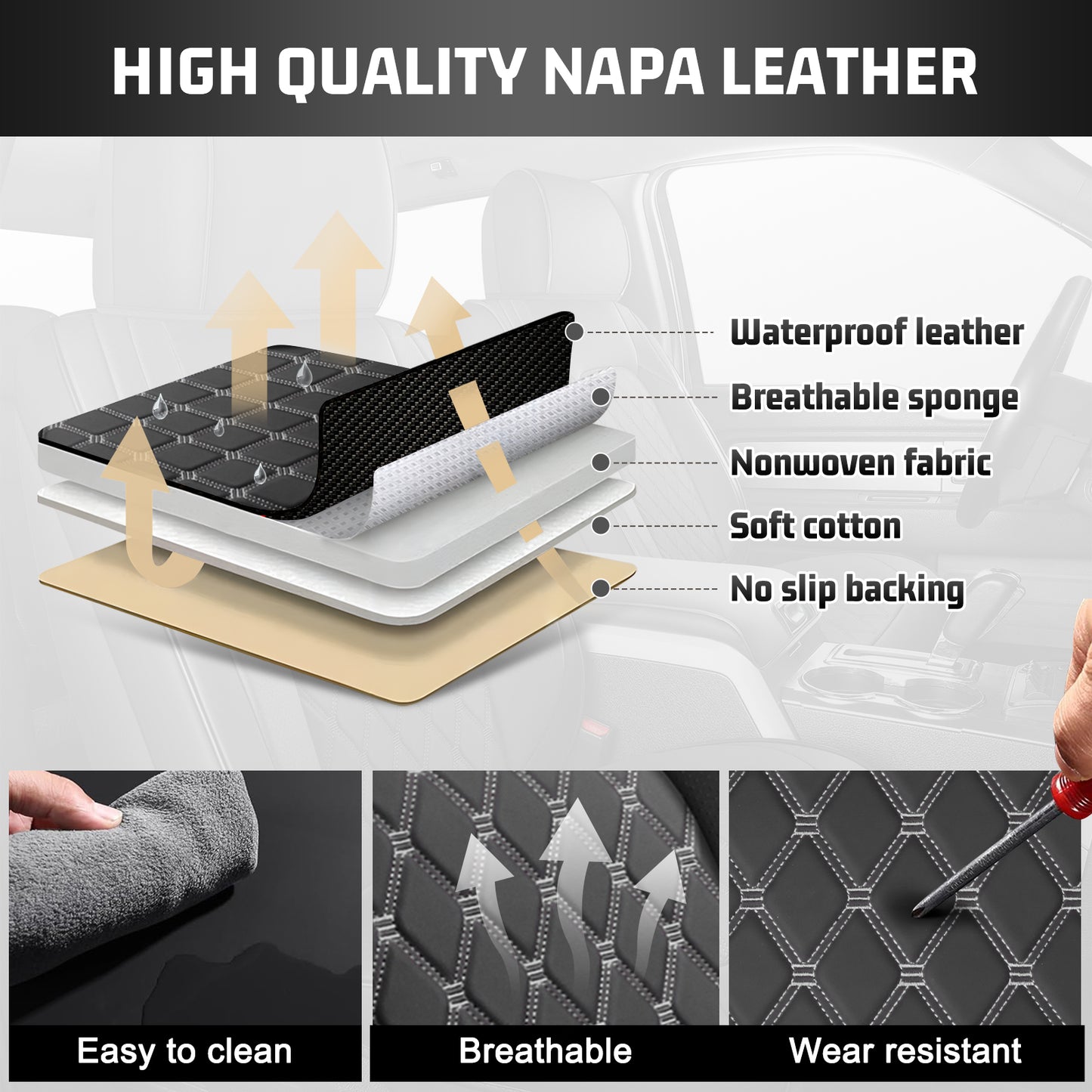Umbrauto Truck Seat Cover for Ford-150 Series,Grey