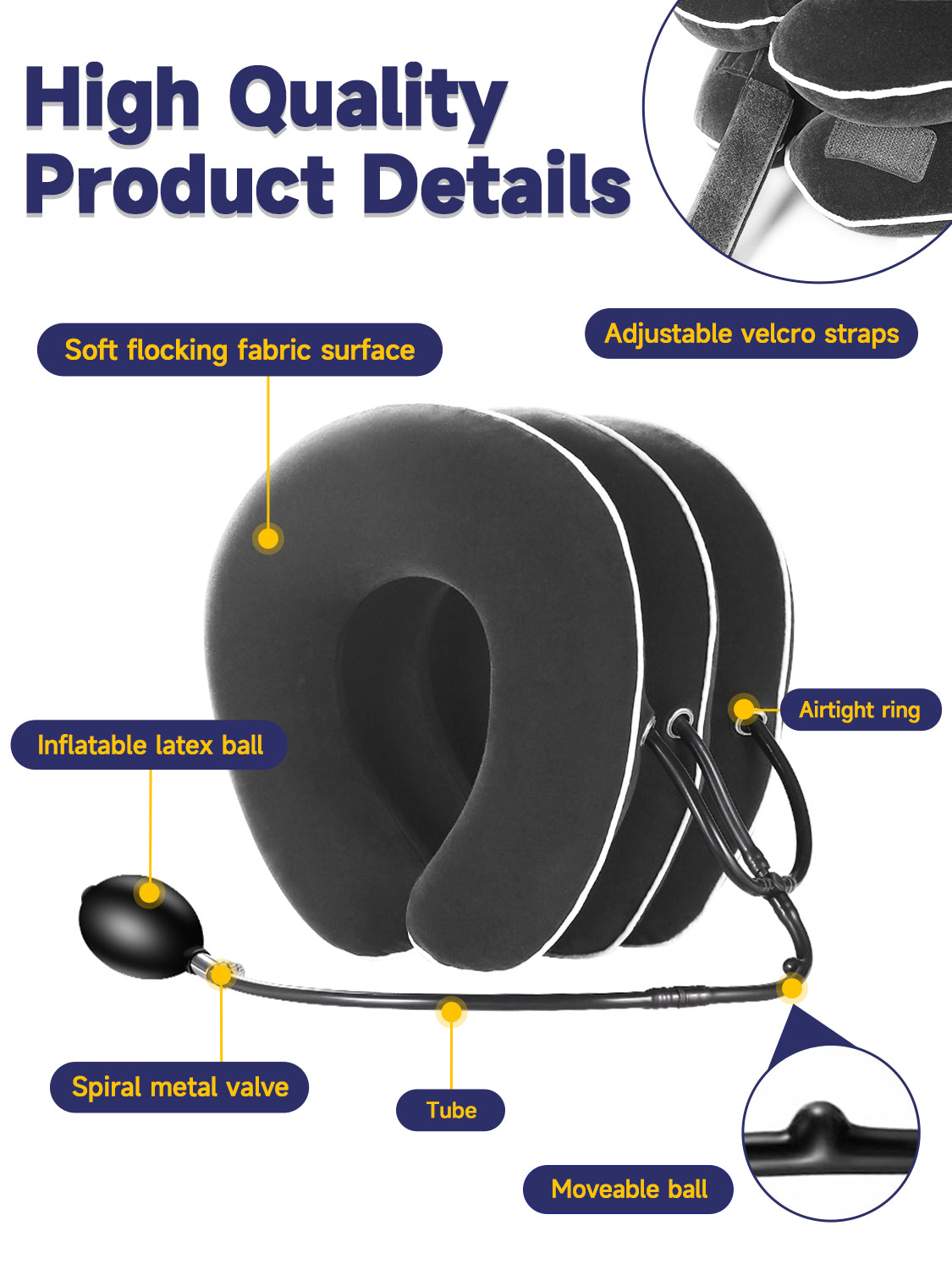 Inflatable Neck Stretcher for Cervical Traction, Adjustable Cervical Traction Device for Instant Relief, Neck Decompression Device for Neck Pain, Neck Traction Pillow, Neck Extender for Home Use