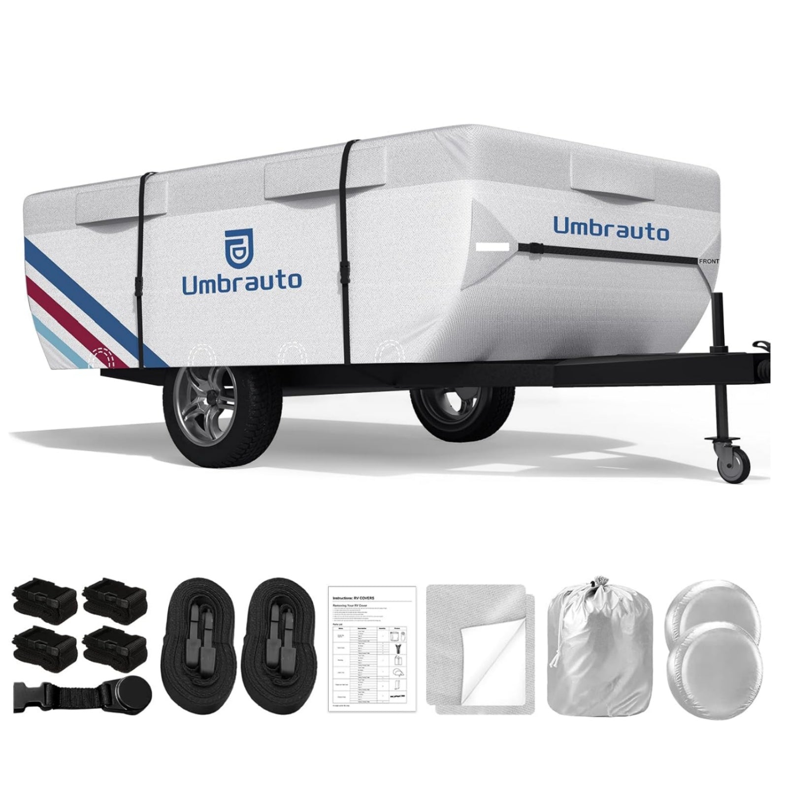 pop up camper tent trailer Umbrauto Pop Up Camper Cover, Folding Tent Trailers, 300D Silver Oxford, Waterproof, Windproof, Sun-Resistant, Tear-Resistant, Heavy-Duty RV Cover