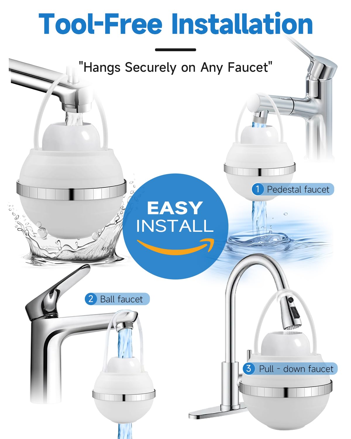 Bathtub Faucet Water Filter – Removes Chlorine & Fluoride, Softens Water