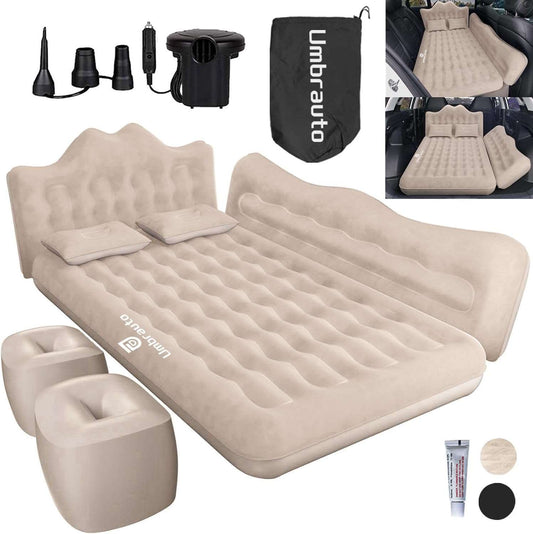Umbrauto Back Seat Air Mattress 2.0 for Car Camping, Beige