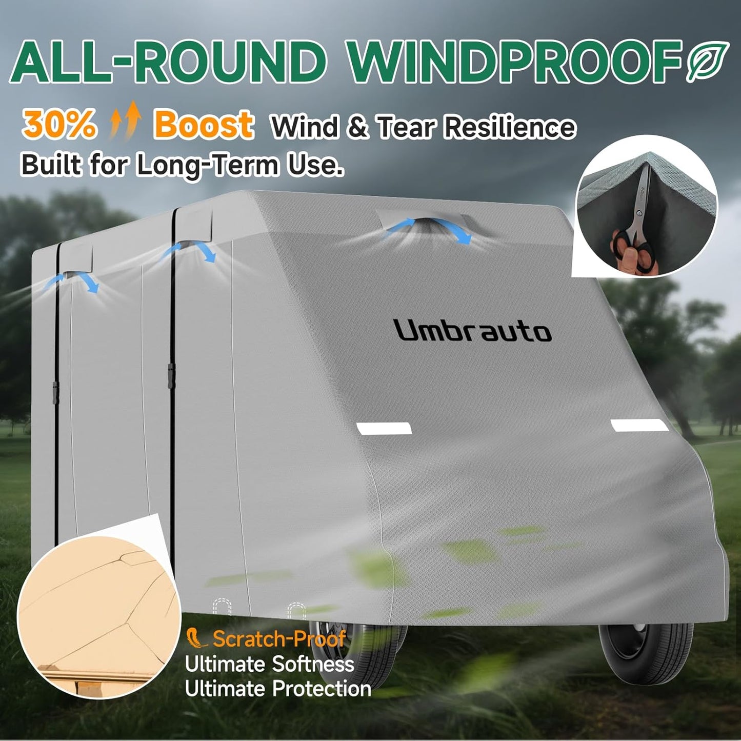 Umbrauto Class B RV Cover, Waterproof Sprinter Van Cover, Lightweight Camper Cover, with Windproof Straps, Winter Campsite