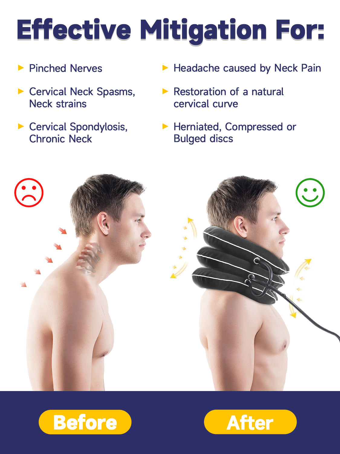 Inflatable Neck Stretcher for Cervical Traction, Adjustable Cervical Traction Device for Instant Relief, Neck Decompression Device for Neck Pain, Neck Traction Pillow, Neck Extender for Home Use