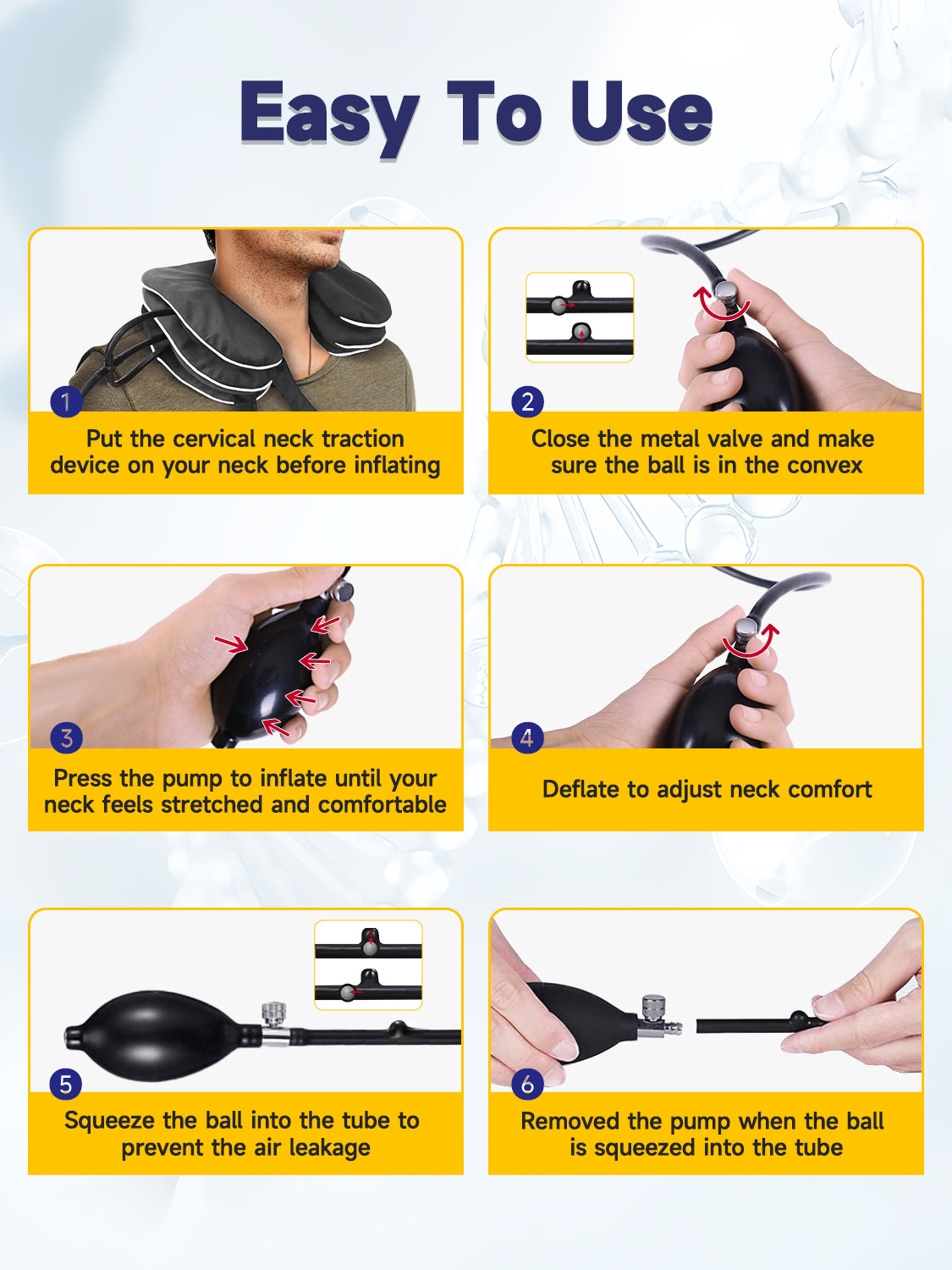 Inflatable Neck Stretcher for Cervical Traction, Adjustable Cervical Traction Device for Instant Relief, Neck Decompression Device for Neck Pain, Neck Traction Pillow, Neck Extender for Home Use