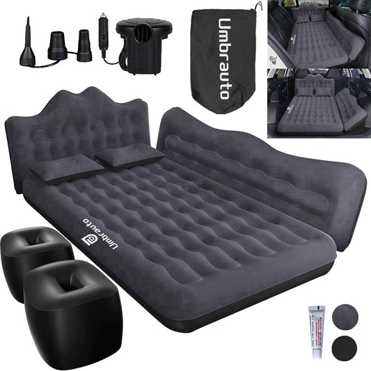 Umbrauto 29.53in/75cm Wide Car Air Mattress – Inflatable SUV, Truck & Van Back Seat Camping Bed with Pump & Pillows,Black