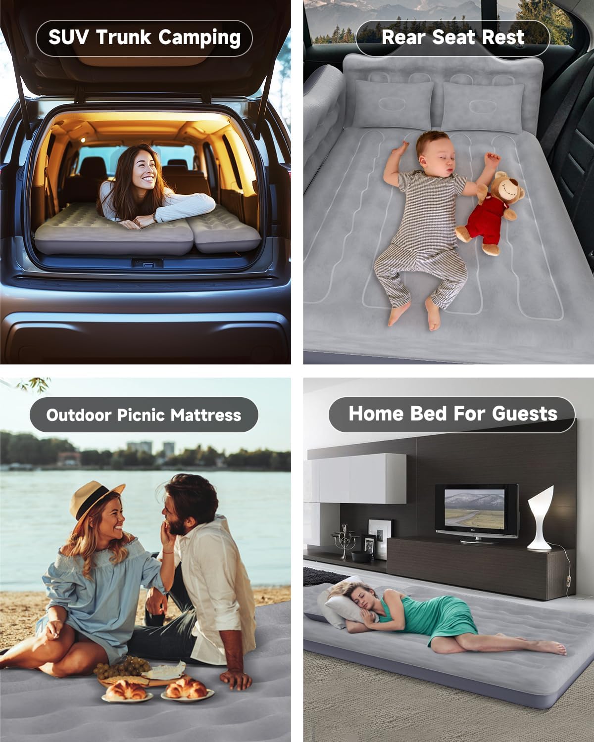 Umbrauto 23.62in/60cm Wide Inflatable Truck Mattress – Car & SUV Back Seat Camping Bed with Pump