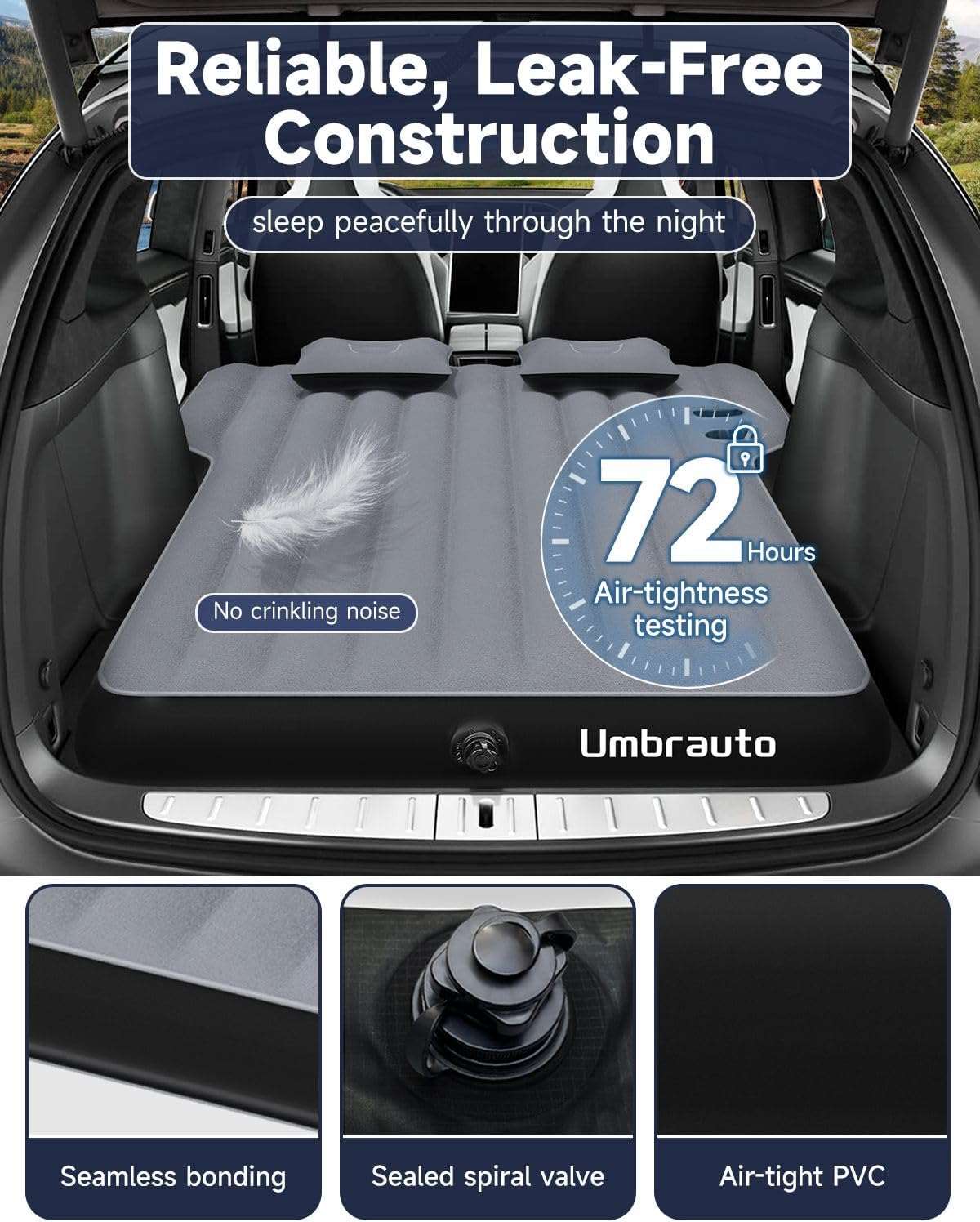 Umbrauto Tesla Y Car Camping SUV Thicken Air Mattress,Gray