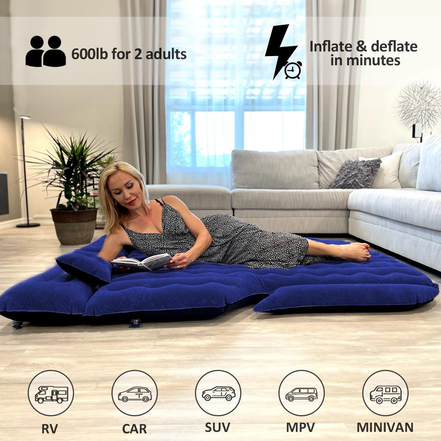 Umbrauto Car Camping SUV Air Mattress 1.0, Navy