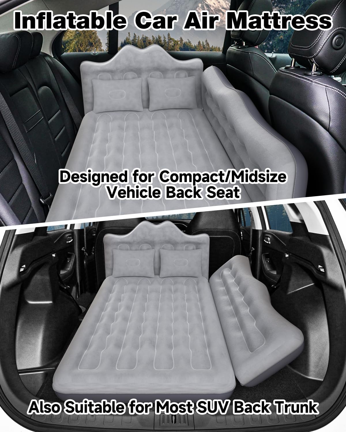 Umbrauto 23.62in/60cm Wide Inflatable Truck Mattress – Car & SUV Back Seat Camping Bed with Pump