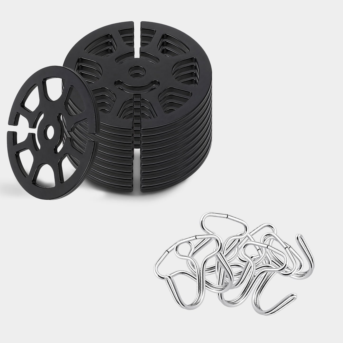 18Pcs Car Seat Cover Hooks Set, Black | 12Pcs Plastic Chucks, 6Pcs Metal Hooks, Plum Plate Locking Clip Fixed Fastener Buckle