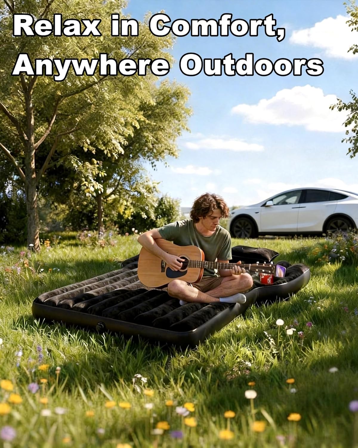 Matelas gonflable épais Umbrauto pour voiture Tesla Y, camping, SUV, noir