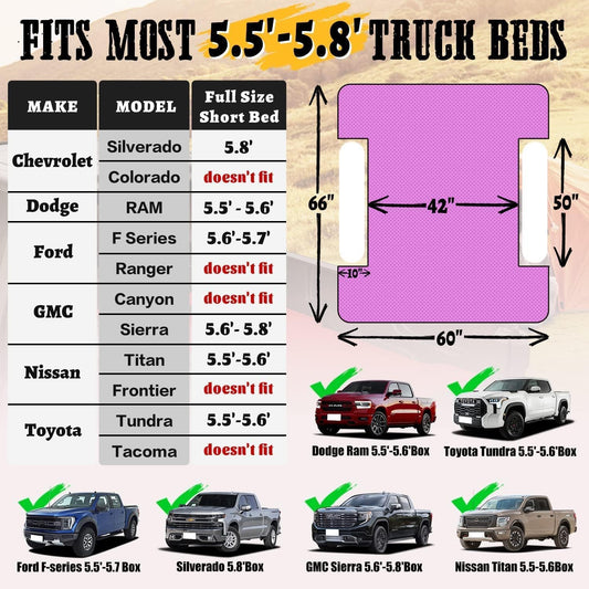 Umbrauto 5.5-5.8 FT Short Truck Bed Air Mattress 1.0,Purple