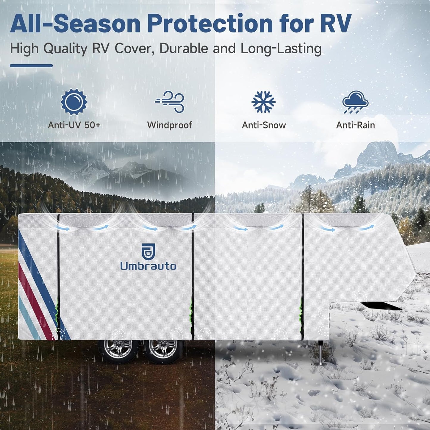 Umbrauto 5th Wheel RV Cover Upgraded 300D Waterproof Breathable Camper Covers