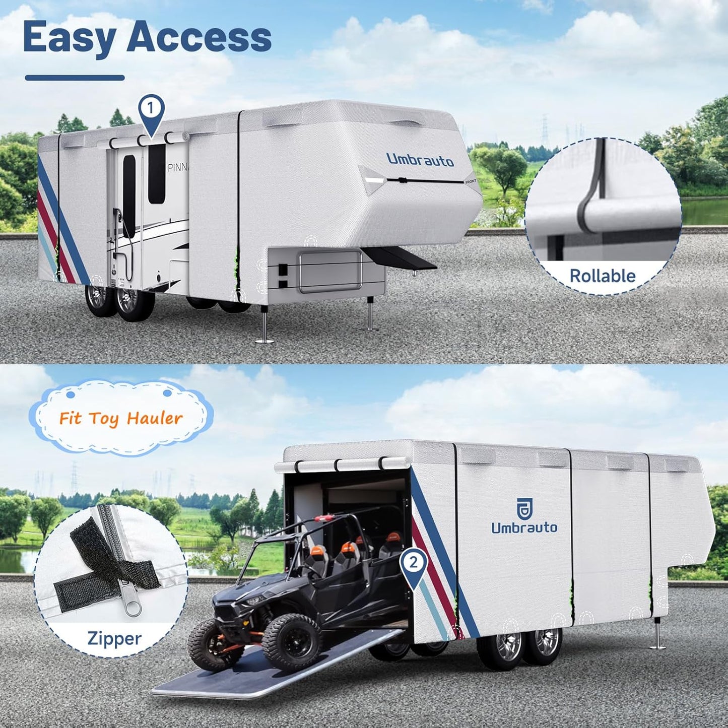 Umbrauto 5th Wheel RV Cover Upgraded 300D Waterproof Breathable Camper Covers