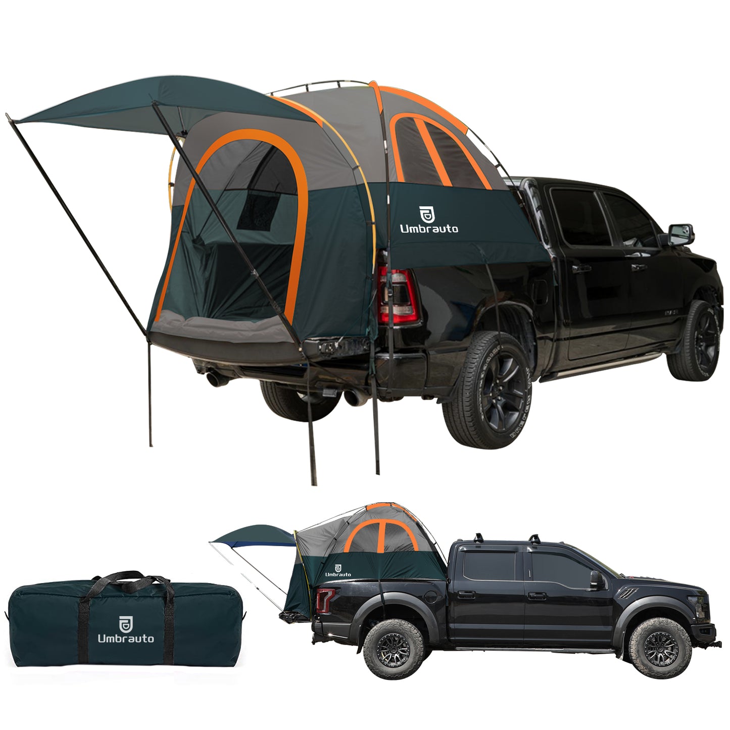 Umbrauto Truck Bed Tent with Awning — Fits 5.5–5.8 ft Truck Beds | PU3000mm Waterproof Pickup Tent