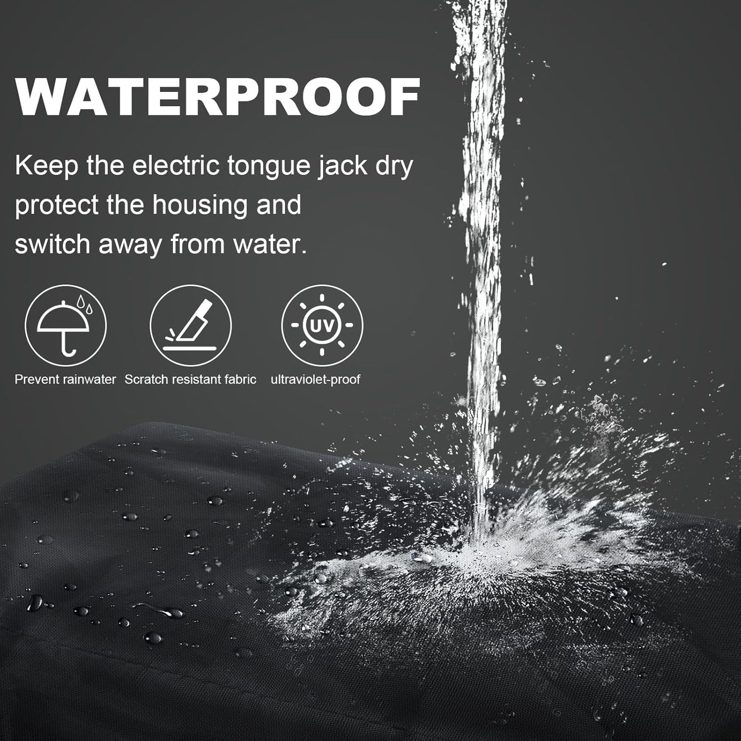 Umbrauto Electric Tongue Jack Cover – Universal Waterproof RV Trailer Hitch Cover, Durable Camper Accessory for Travel Trailers