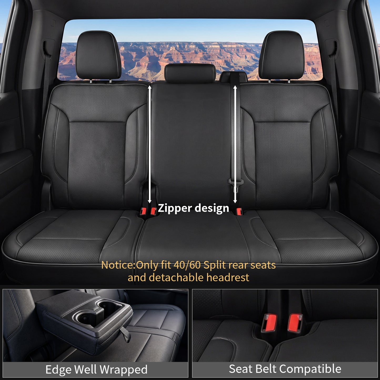 Umbrauto Custom Seat Covers for Silverado and GMC Sierra,Waterproof Nappa Leather Full Set Seatcovers for Chevy Silverado/GMC Sierra 2007-2013 & 2019-2026 1500, 2020-2026 2500HD 3500HD Crew/Double/Extended Cab