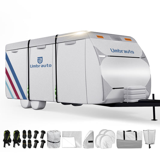 Umbrauto 300D Oxford Travel Trailer Cover Waterproof for Winter RV Cover
