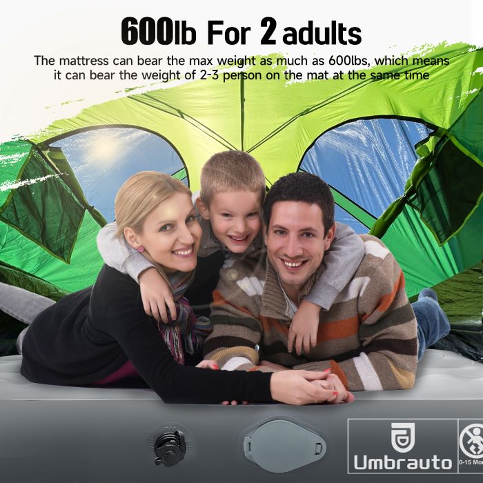 Umbrauto Built-in Pump Truck Bed Air Mattress for 5.5-5.8ft Auto Inflate Short Truck Bed Air Mattress  2.0