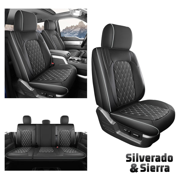 Housse de siège de camion Umbrauto compatible avec les modèles Silverado et Sierra, grise