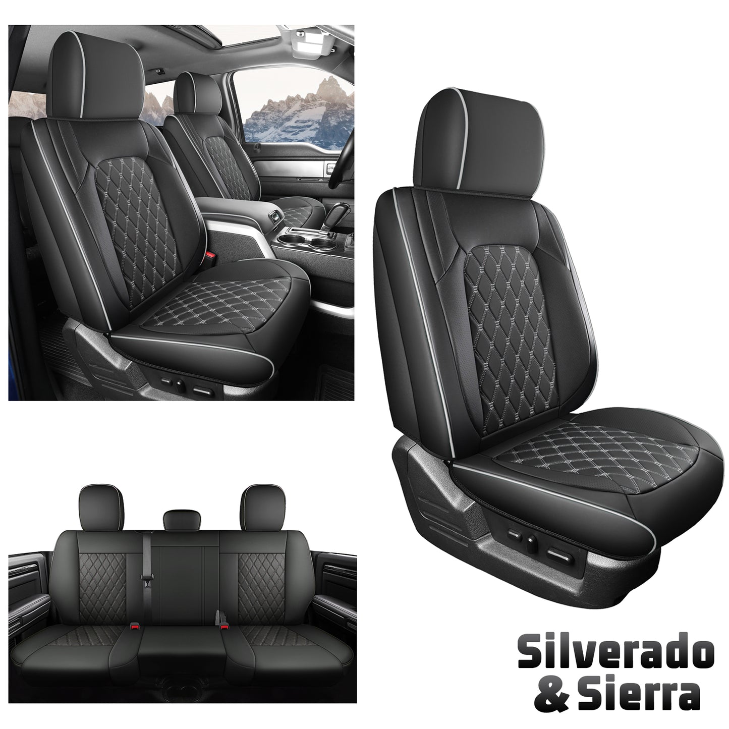 Umbrauto Truck Seat Cover Fit for Silverado and Sierra,Gray