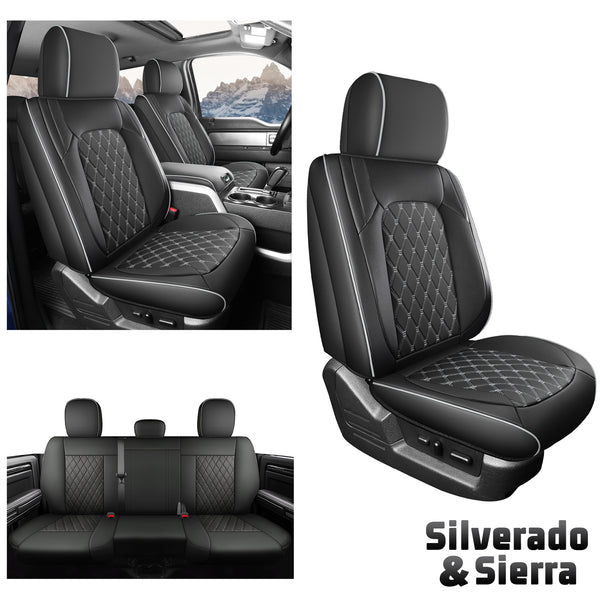 Housse de siège de camion Umbrauto compatible avec les modèles Silverado et Sierra, grise