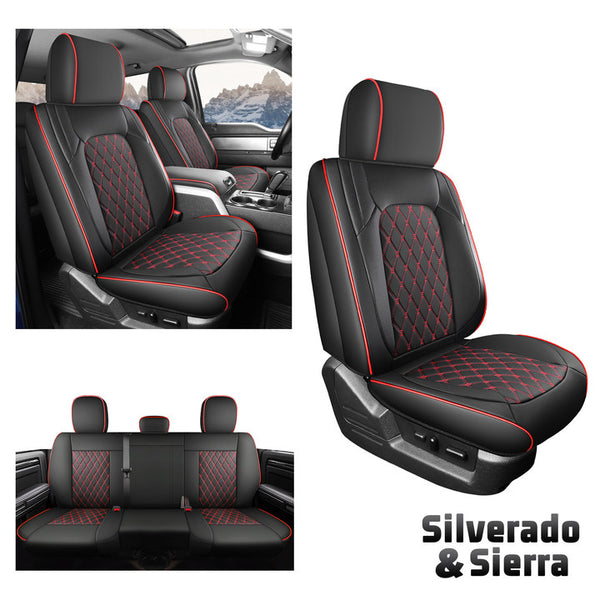 Housse de siège de camion Umbrauto compatible avec Silverado/Sierra, rouge
