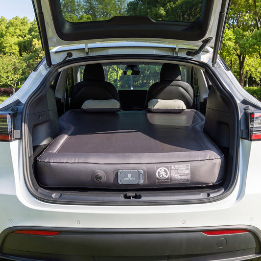 Umbrauto Custom Fit Air Mattress for Tesla Model Y/Juniper, 2026 Upgraded Drop-Stitch Tech with Built-in Pump Inflatable Camping Bed for Back Trunk, Soft Flocking Surface+Reinforced Bottom