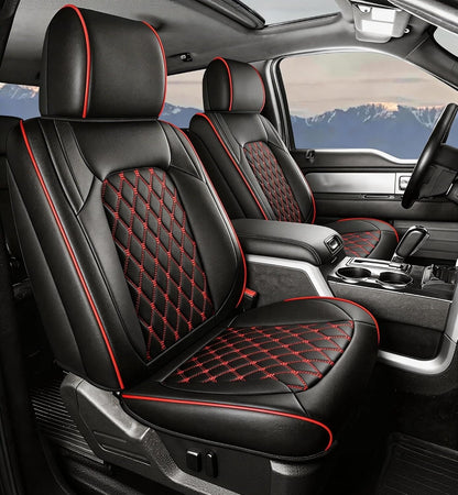 Umbrauto Seat Covers for F150 2015-2026 SuperCrew, 2017-2026 F250 Crew Cab,Nappa Leather, 3D Laser-Scan Custom Fit Super Duty F350/450 2017-2026 Crew Cab, Waterproof, Full Coverage, Airbag Compatible,Red