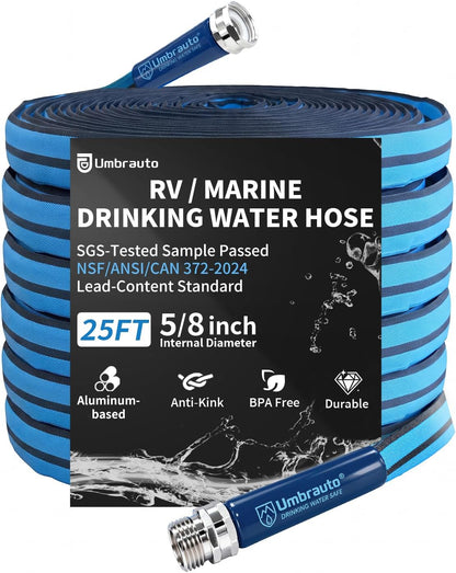 RV Drinking Water Hose, 5/8 Inch Potable Fresh Water Hose Premium Anti-Kink Design, BPA-Free & Leak-Free, Safe Drinking Water Hose for RV Camper Marine Garden