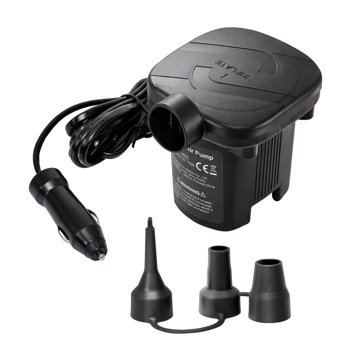 Electric Air Pump for Inflatables,Portable Quick-Fill Air Pump with 3 Nozzles,12V, Inflator & Deflator Pumps for Outdoor Camping, Air Mattress Beds,Boats,Inflatable Cushion,Couch,Pool Floats