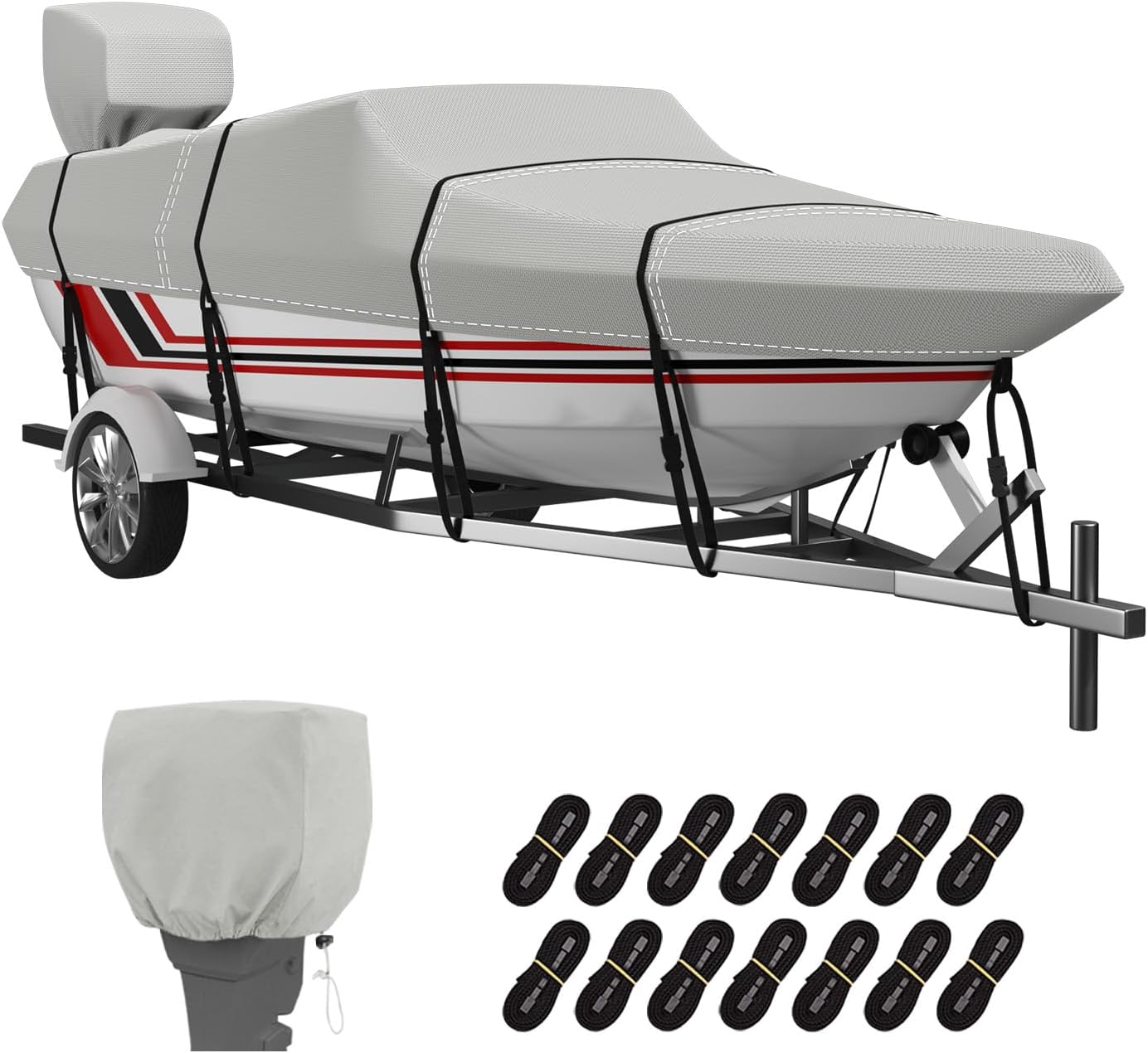 UmbrautoTrailerable Boat Cover, 600D Solution-Dyed Bass Boat Cover, 23-24 ft Heavy Duty 100% Waterproof Boat Covers Fits V-Hull Runabout Fishing Ski Pro-Style Bass Boats