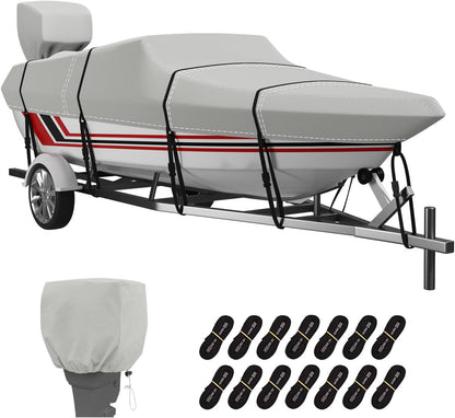 UmbrautoTrailerable Boat Cover, 600D Solution-Dyed Bass Boat Cover, 23-24 ft Heavy Duty 100% Waterproof Boat Covers Fits V-Hull Runabout Fishing Ski Pro-Style Bass Boats
