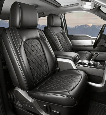 Umbrauto Front Seat Covers for Chevy Silverado/GMC Sierra 1500 2007-2026,Nappa Leather Seatcovers, 3D Laser-Scanned Custom Fit for 2500/3500HD 2007-2026, Waterproof, Full Coverage, Airbag Compatible,Black