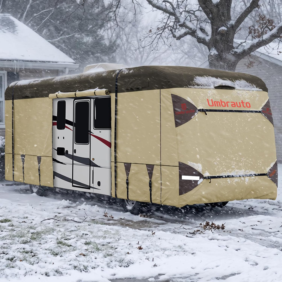 Housse de camping-car Umbrauto Classe A, résistante, 7 couches, hautement respirante et coupe-vent, pour camping-car et caravane Classe A, Kaki
