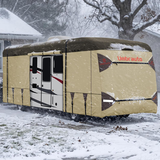 Umbrauto Class A RV Cover Upgraded Heavy Duty 7 Layers Top Windproof Breathable Class A Motorhome Camper Cover,Khaki