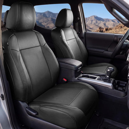 Umbrauto Seat Covers for Toyota Tacoma 2016-2023 Double & Crew Cab,Nappa Leather, 3D Laser-Scan Custom Fit, Waterproof, Easy-Clean, Full Coverage, Airbag Compatible, Pet & Scratch Protection