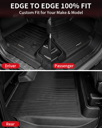 Umbrauto Custom Fit Floor Mats for Ford F150 SuperCrew 2010-2014 (Not for SuperCab or Regular Cab), All Weather TPE Pickup Truck Floor Liners for Front and Rear Row, Durable Non-Slip Automotive Mats