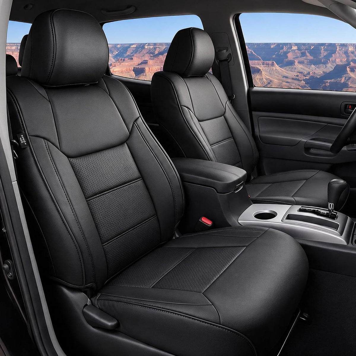 Truck Seat Covers for Toyota Tundra CrewMax Full Set Nappa Leather, 3D Laser-Scan Custom Fit, Waterproof, Easy-Clean, Full Coverage, Airbag Compatible, Pet&Scratch Protection