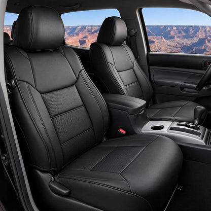 Truck Seat Covers for Toyota Tundra CrewMax Full Set Nappa Leather, 3D Laser-Scan Custom Fit, Waterproof, Easy-Clean, Full Coverage, Airbag Compatible, Pet&Scratch Protection