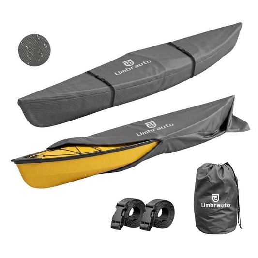 Housse de kayak Umbrauto 600D : Housse de rangement extérieure étanche améliorée pour canoë avec fermeture éclair, protection UV robuste anti-poussière pour bateau de pêche.